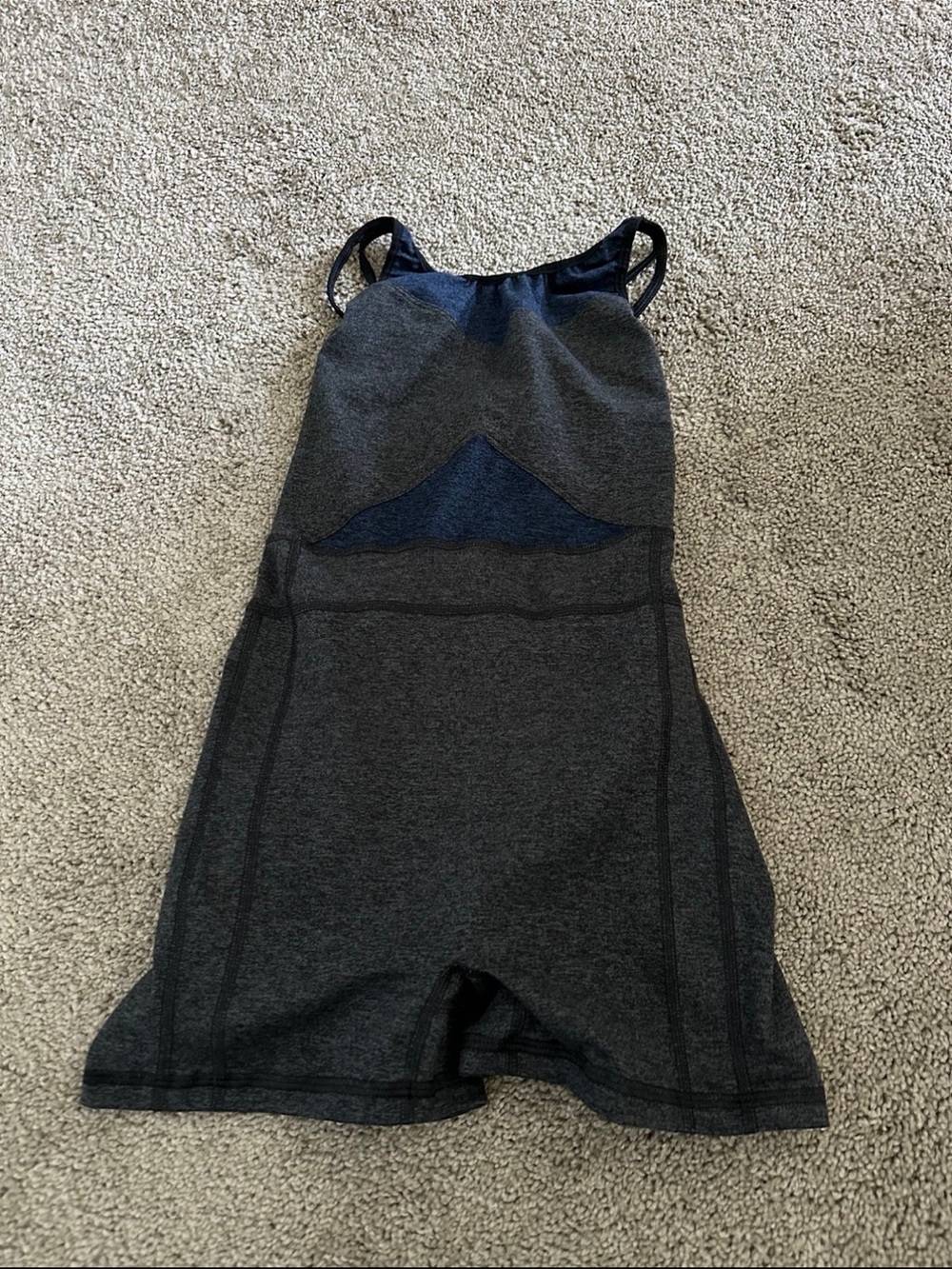 Charcoal Grey Athletic Romper with Navy Accent